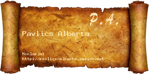 Pavlics Alberta névjegykártya